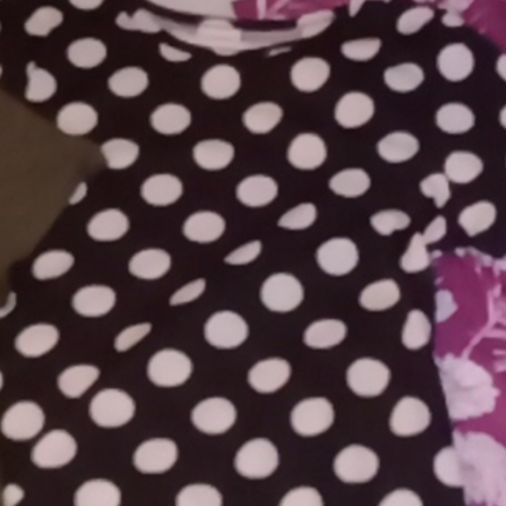 XL black background with white polka dots, LuLaRoe carky